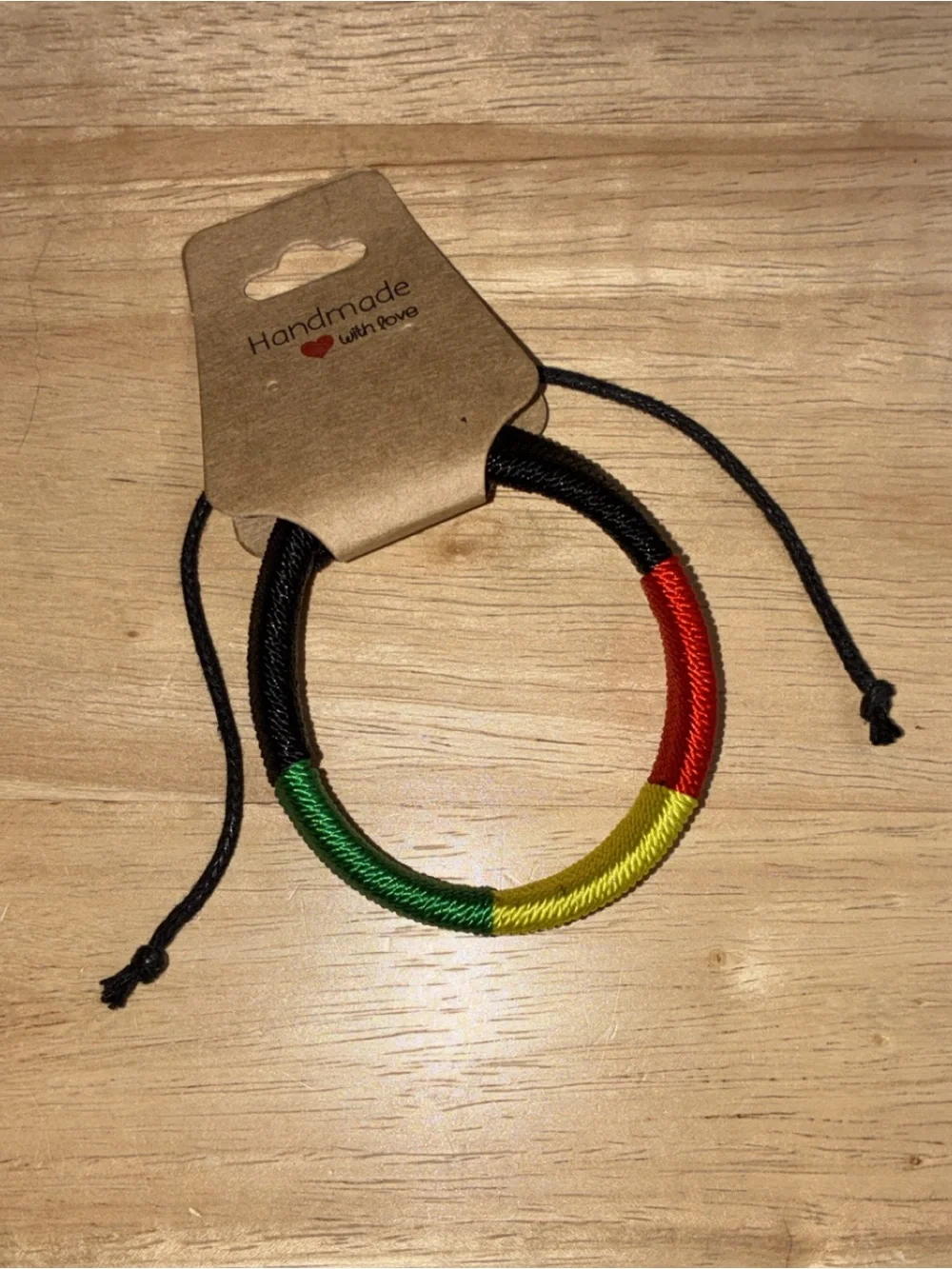 Handmade Rasta Leather & Woven Adjustable Cord Bracelet